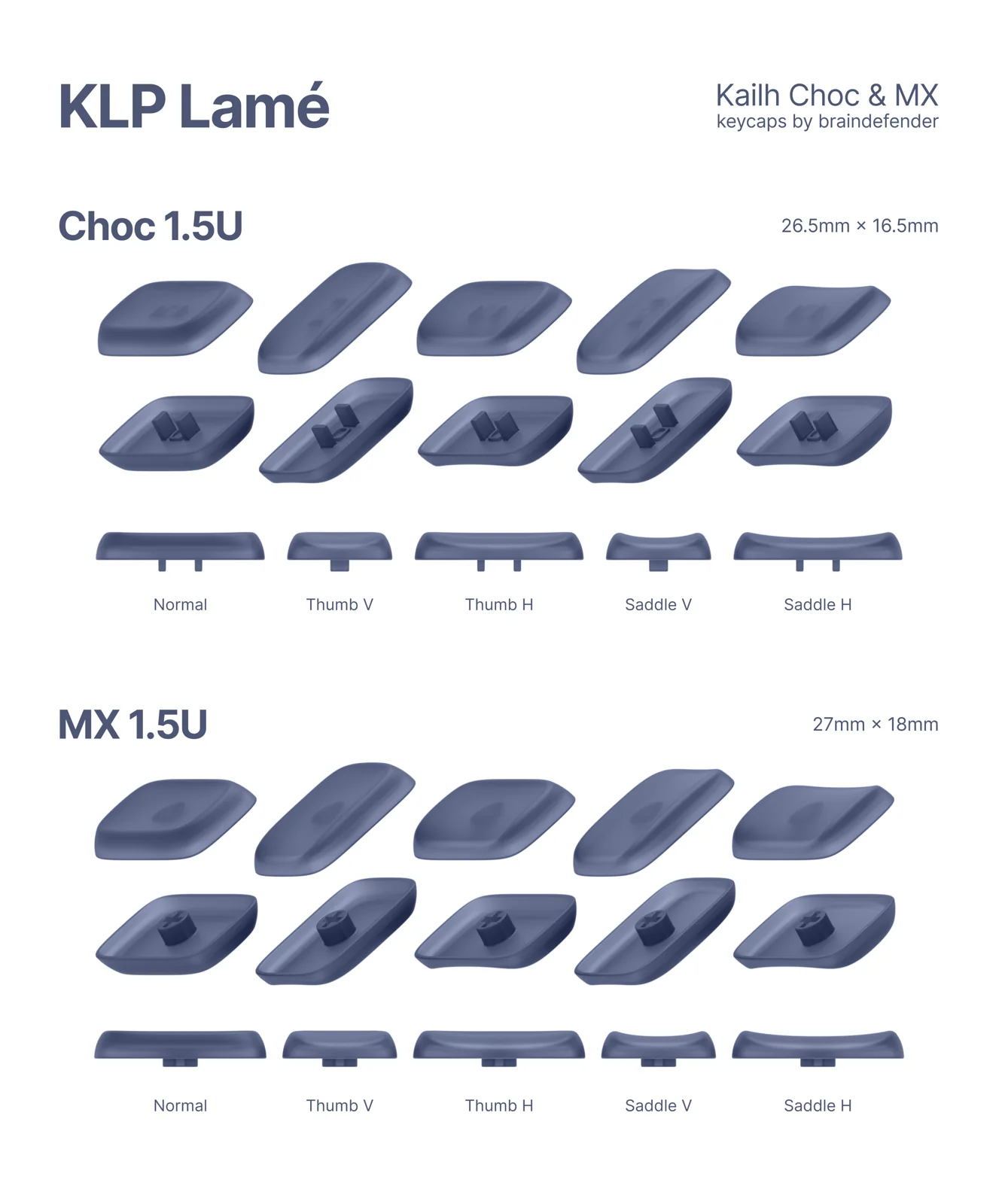 KLP Lamé para switches Choc 1.5U y MX 1.5U