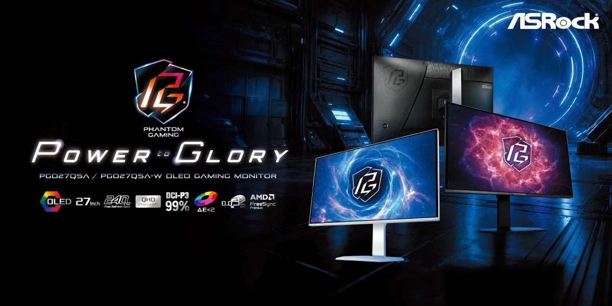 ASRock lanza sus nuevos monitores gaming OLED Phantom Gaming PGO27QSA en negro y blanco
